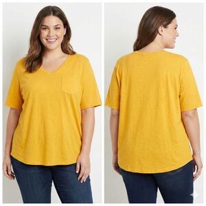 Roaman's Sunny Yellow V-Neck Short Sleeve Tee